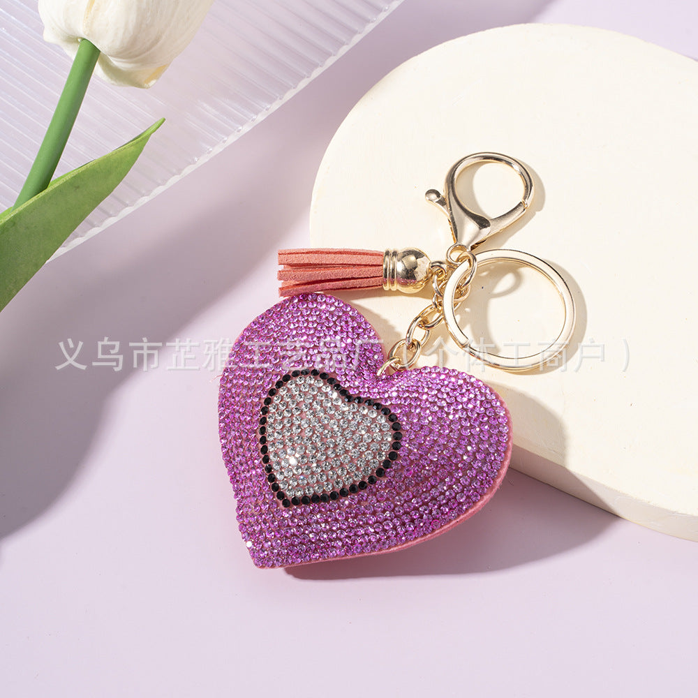 Wholesale Diamond-studded two-color heart-shaped creative keychain accessory